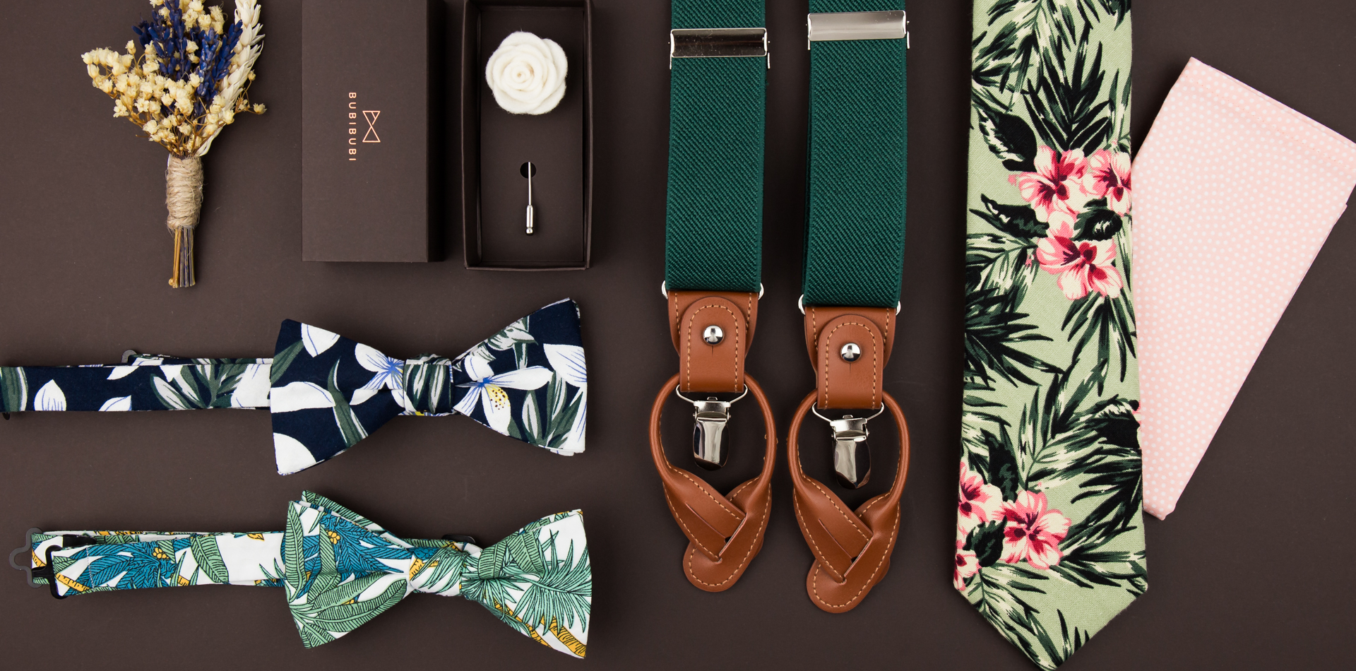 Tropical wedding ties and accessories